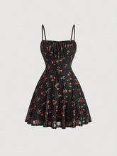 MOD Cherry Print Ruched Bust Cami Dress